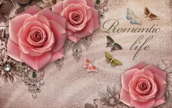 

modern living room wallpapers new retro stereo rose jewelry tv background wall