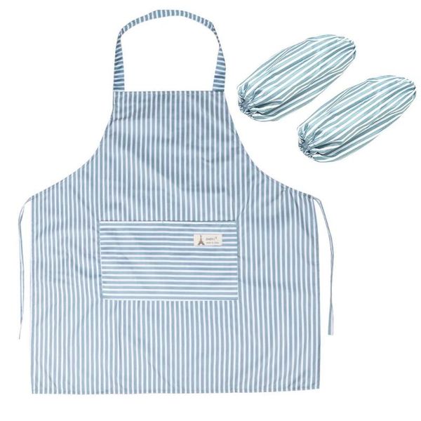 

stripes adjustable kitchen halter apron cooking baking dress+clean sleeves