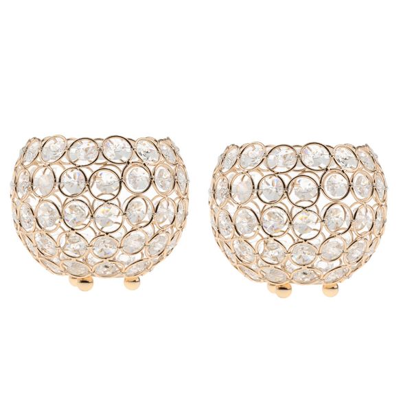 

2pcs 12cm crystal beads candle holder banquet party table centerpieces golden