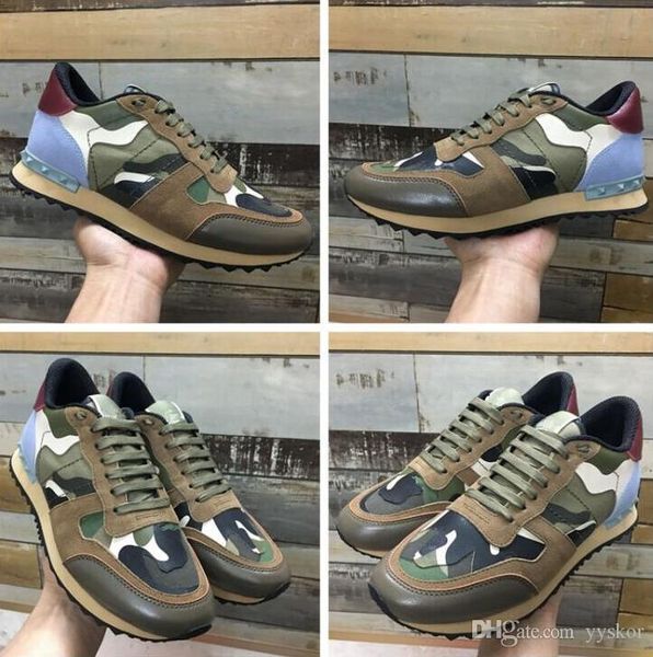 

popular shoes studded camouflage designer sneakers shoes combo rock footwear men women flats rockrunner trainers casual shoes, Black