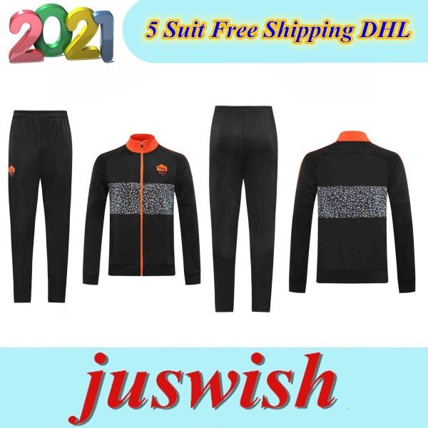 

2020/21 roma tracksuit soccer jacket set chaqueta de fÃºtebol 2020 2021 tracksuit totti de rossi as roma football jacket full zipper set, Black;red
