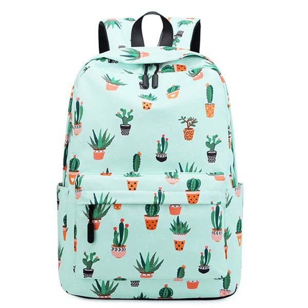

waterproof fairy ball plant printing backpack women cactus bookbag cute school bag for teenage girls kawaii pink green knapsack