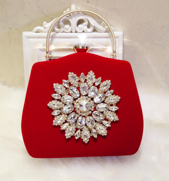 

2019 new diamond sun flowers evening bags luxury wedding clutch bags for girls party dinner with chain