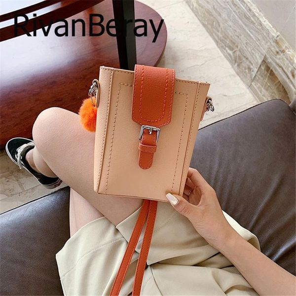 

mini bucket bags panelled crossbody bags for women 2020 new pu leather phone purse plush tassel pendant shoulder messenger