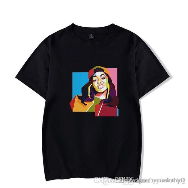 

cardi b female rapper peripheral tshirt multicolor optional variety styles crew neck short sleeve fashion clothing, White