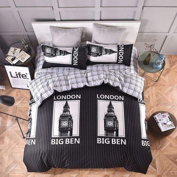 

black white stripe quilt comforter duvet cover bedding set kids soft bed linen single full  king size 24