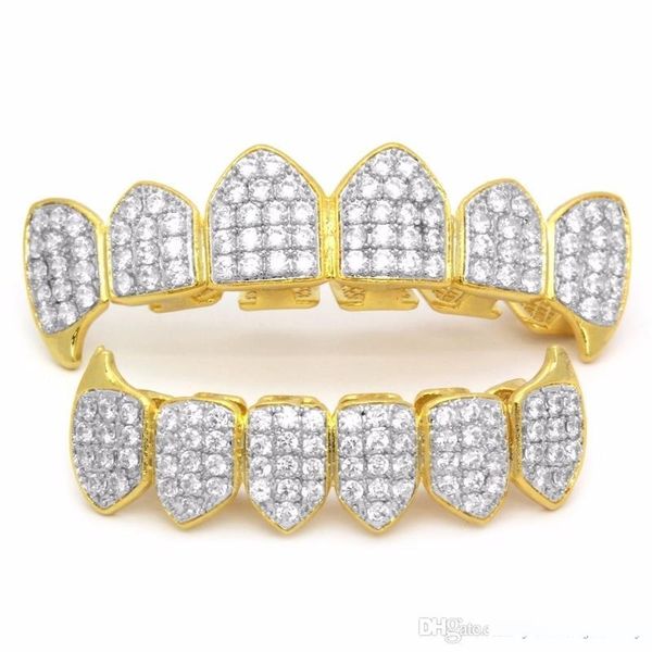 

ice out зубов grillz для мужчин bling bling цирконий hiphop ювелирных изделий 18k позолоченный halloween grillz vampire, Black