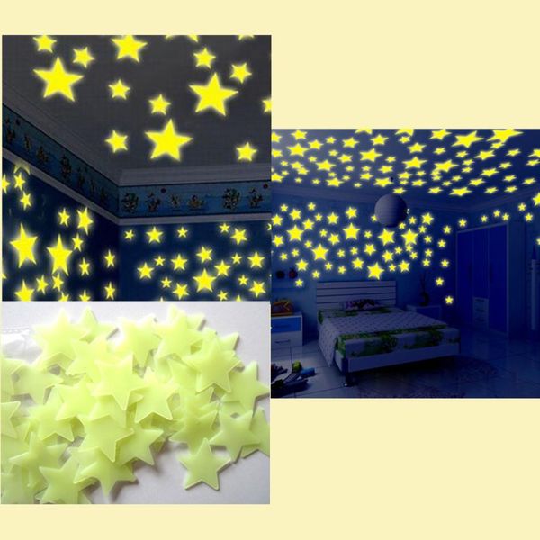 

100 pcs/set 3d wall sticker luminous hollow stars shaped decoration stickers glowing in the dark paster for baby room sale