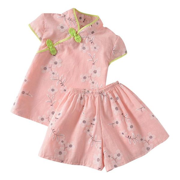 

telotuny малыш малыш девочка цветочный принт cheongsam принцесса + платье наряды комплект девушка фарфора одежда для лета мар, White