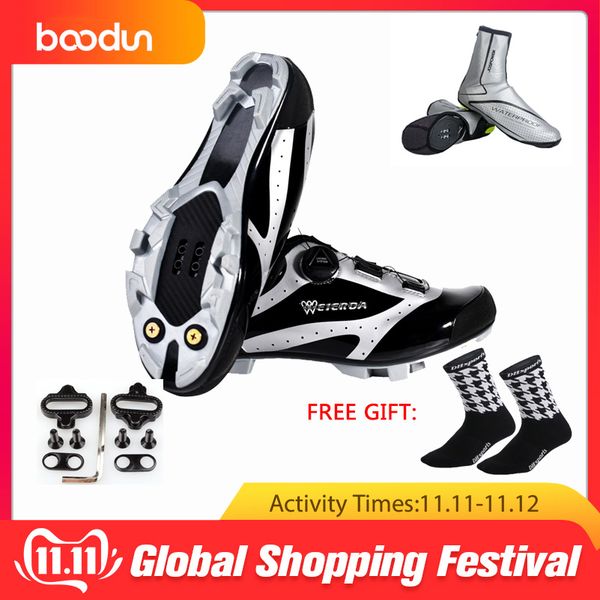 

boodun new style mtb bike shoes ultralight cycling shoes self-locking non-slip bicycle zapatos, Black