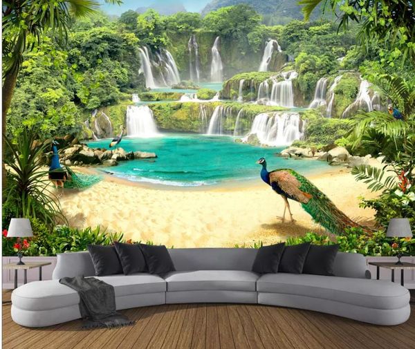 

waterfall lake landscape 3d background wall 3d murals wallpaper for living room