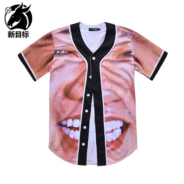 

cross border men's 2019 new style cardigan avatar 3d printed short sleeve baseball shirt street youth popular brand loose-fit ba, Black;brown