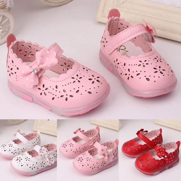 

sandals for children girls bow-knot hollow anti-slip princess shoes baby girls light beach sandals girl breath cute soft shoes, Black;red