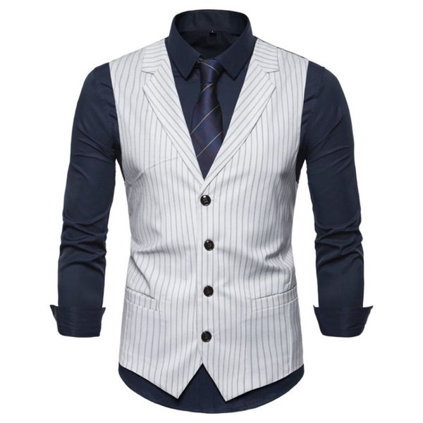 

men's vests 2021 striped plaid formal sport vest casual single-breasted v-neck fashionable english style, Black;white