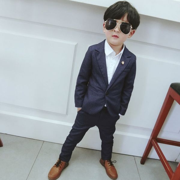 

children's dress autumn children's suit small children's english dress suit, Blue