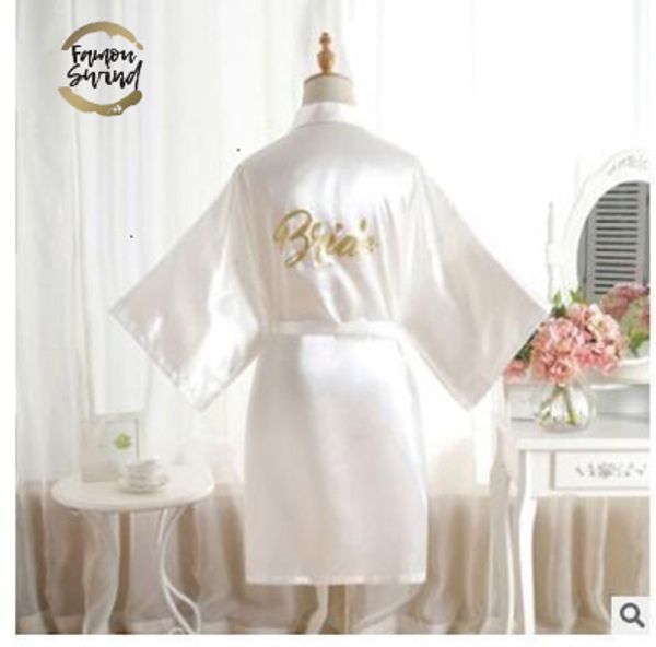 

satin silk wedding bride bridesmaid robe solid bathrobe short kimono robe night bath robe fashion dressing gown for wome, Black;red