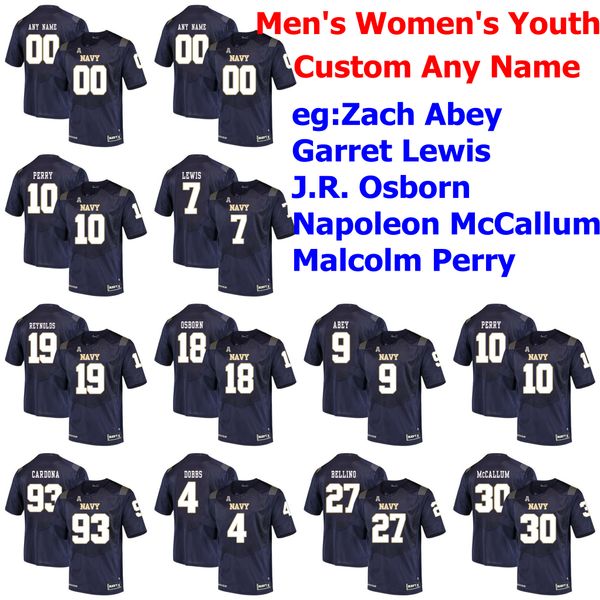 

ncaa navyÂ midshipmen college football jerseys mens women's zach abey jersey garret lewis j.r. osborn napoleon mccallum navy custom stit, Black
