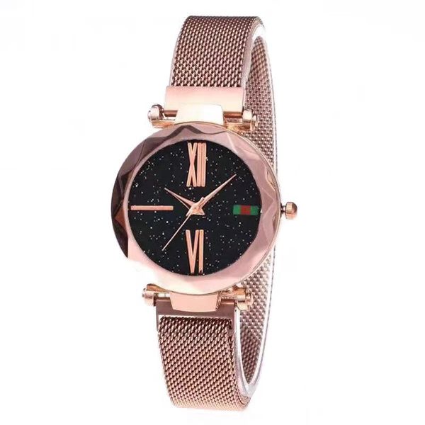 

luxury rose gold women watches minimalism starry sky magnetic fashion casual female wristwatch roman numeral for women gift, Slivery;brown