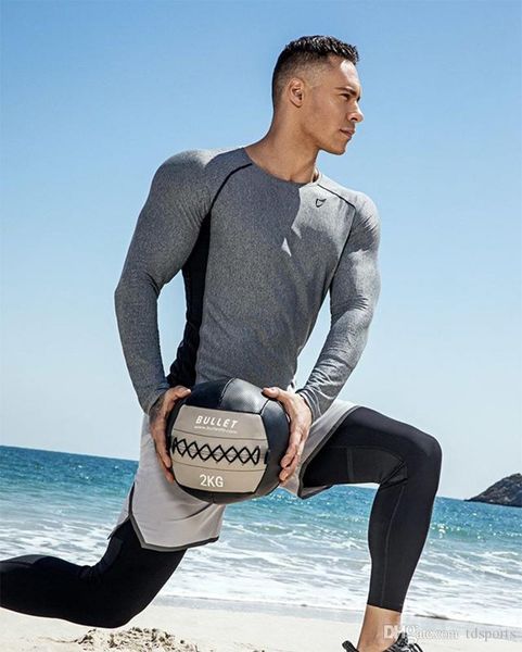 

2019 long sleeve t-shirt men outdoor workout sports breathable fitness running training gym new fashion street wear sportwear tee, White;black