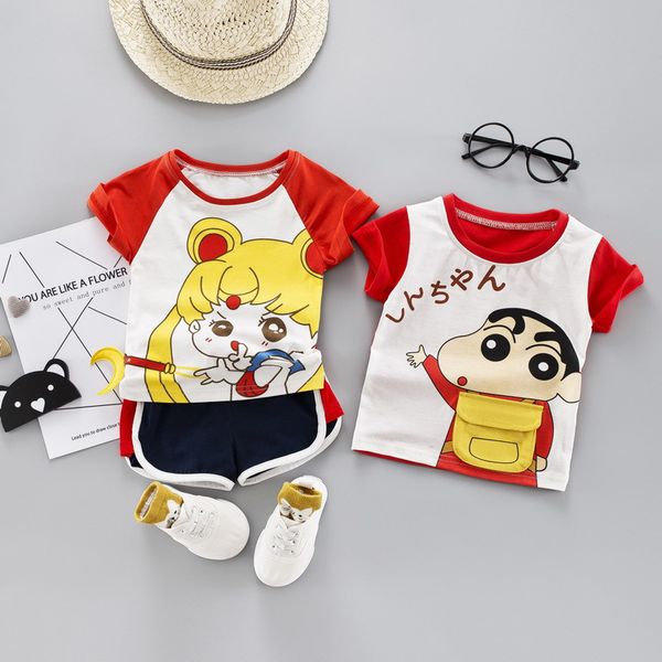 

дети лето childrenswear лето младенца износ ins горячие продавая pretty girl xiaoxin с коротким рукавом two-piece set cartoon cute, White