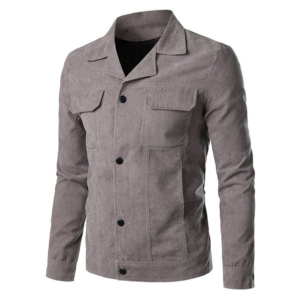 

2019 new autumn winter men breasted pockets trench coat slim fitness casual jackets solid turn-down collar single parka for male, Tan;black