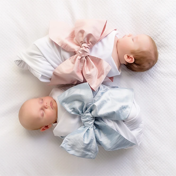 

newborn baby girls boys sleep silk bow swaddle bundle baby swaddle blanket 0-12m