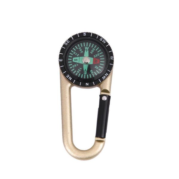 

multifunctional keychain hiking metal carabiner mini compass key ring for hiking camping thermometer sporting outdoor goods