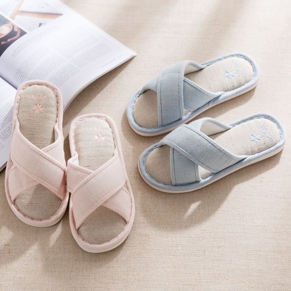 

lcizrong winter slippers for woman home linen flip flops indoor ladies girl non-slip cotton fabric house shoes bed slippers mx200425, Black
