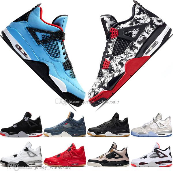 

2019 new bred 4 4s what the cactus jack laser wings mens basketball shoes denim blue pale citron men sports designer sneakers eur 36-47