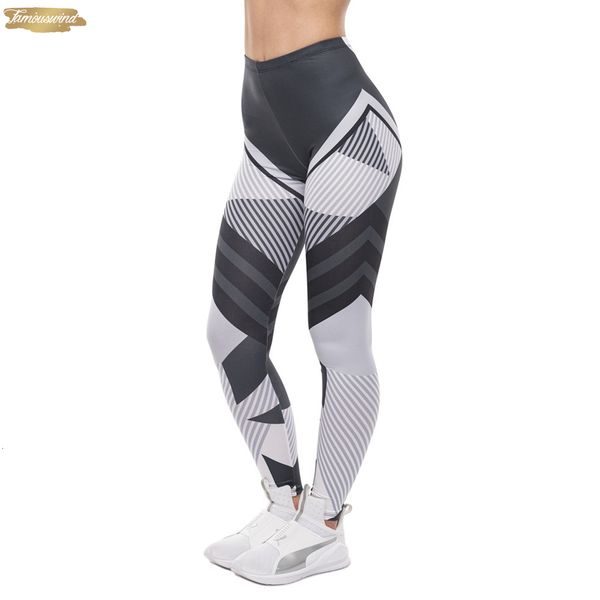 

quality stripes women legging dark gray high printing fitness bohemian leggings fashion high waist woman pants good quality, Black