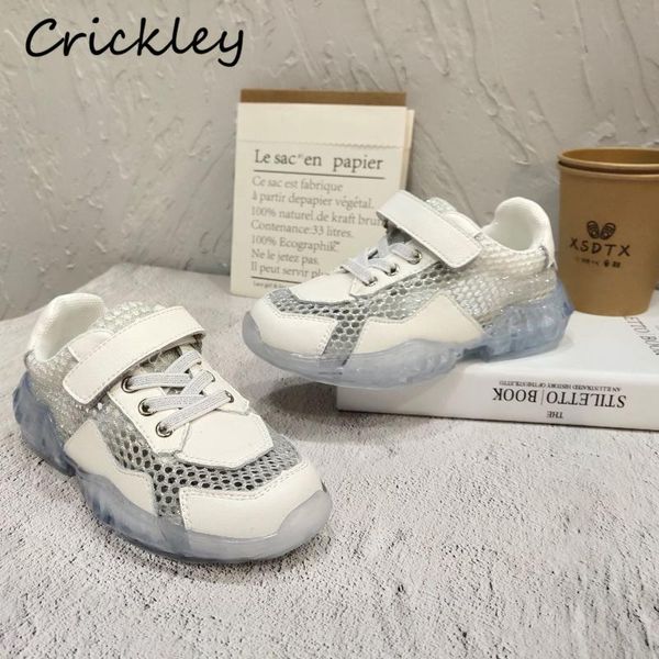 

мода дети неуклюжей тапок из натуральной кожи блестящей сетки дышащих спортивная обуви для мальчиков девочки transparent единственных детей, Black