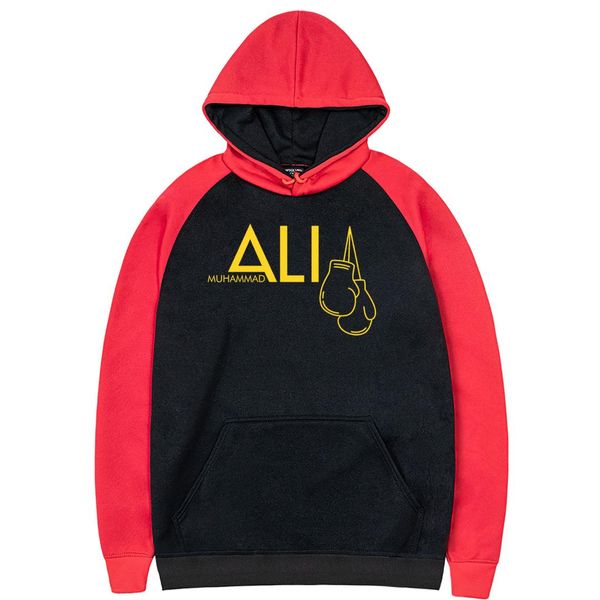 

new arrival fashion boxing ali muhammad printing 2019 spring raglan hoodies casual sportswear men hoodie harajuku sweatshirts, Black