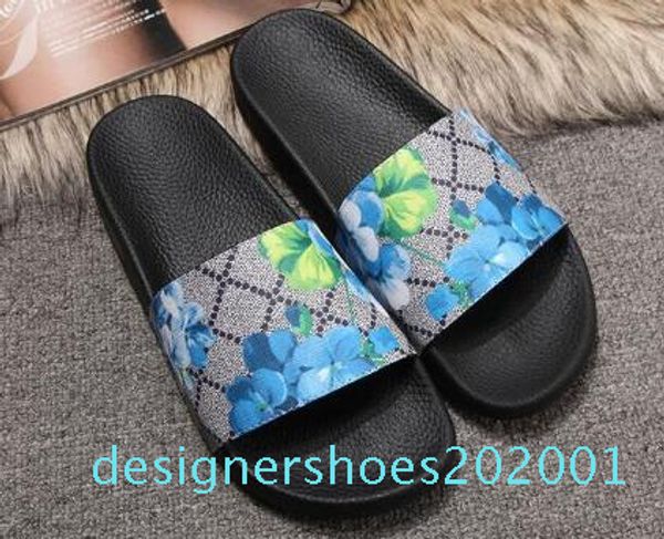 

r shoes luxury slide summer fashion wide flat slippery sandals slipper flip flop size 35-45 flower box d01, Black
