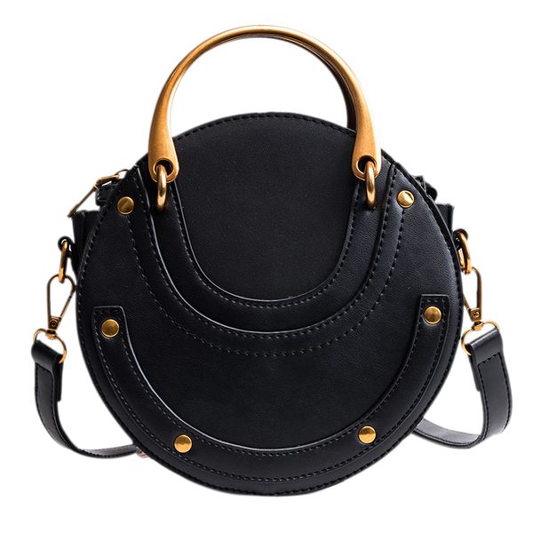 

women pu leather round shape handle shoulder purse crossbody bag