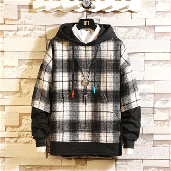 

new striped print casual hoodies and hip hop sweatshirts 2020 men spring autumn clothes plus asian size m-5xl, Black