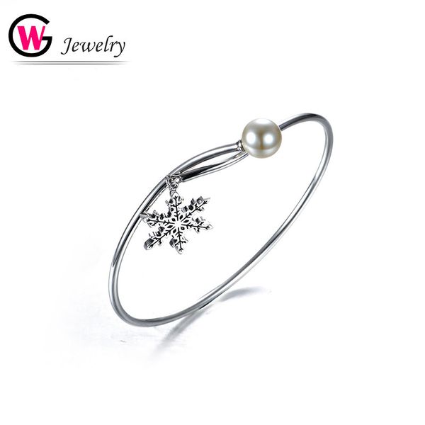 

cuff 2021 female women jewelry 925 solid silver charm bracelet smooth snakefake fashion gw wristband, White