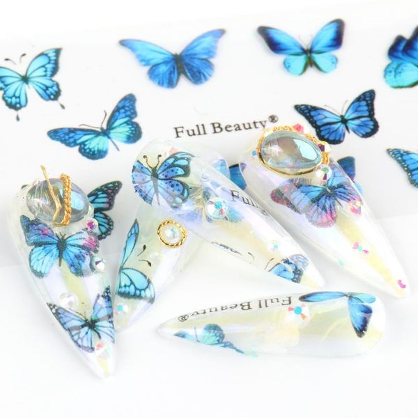 

10pcs butterfly flowers foils nails black white colorful butterflies transfer stickers decals nail art polish decorations nl1789