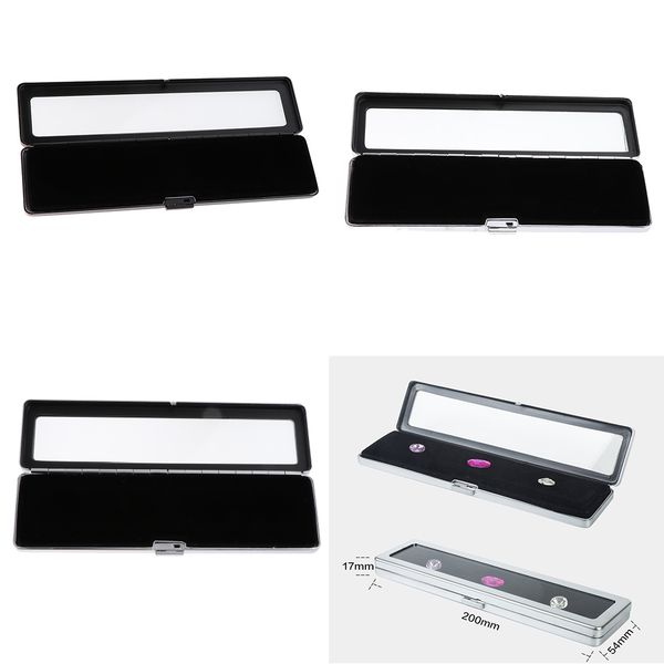 

glass gemstones jewelry display box case with clasp 20 x 5.4 x 1.7cm, Pink;blue