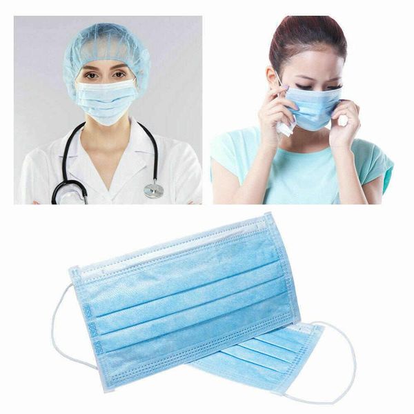 

50 pcs disposable face masks thick 3-layer masks with earloops for salon, home use comfortable in stock mask mascherine