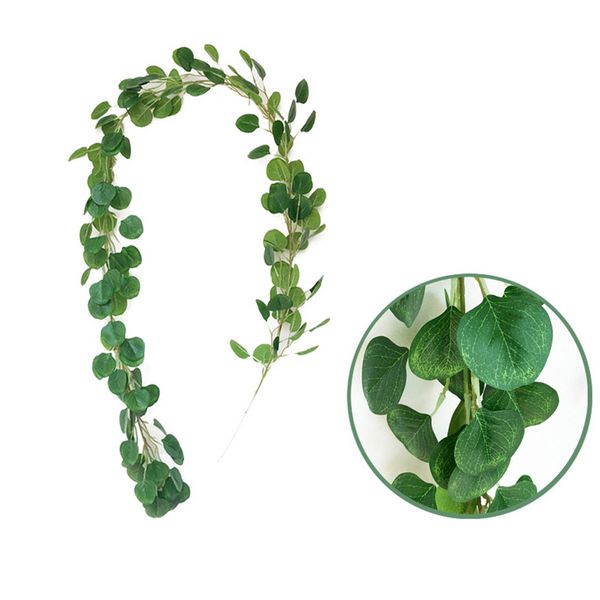 

1 pc 2m artificial eucalyptus leaves vine fake greenery garland wedding party decor realistic and vivid eye-catching
