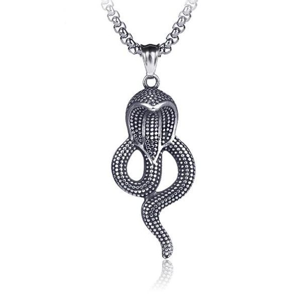 

surgical grade stainless steel black accent eagle pendant necklace for men titanium steel snake dinosaur anchor pendant viking punk hip hop, Silver