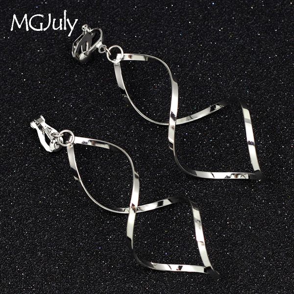 

irregular metal earrings no pierced ear clips minimalist water ripple clip earring without piercing women earring jewelry ce073, Silver