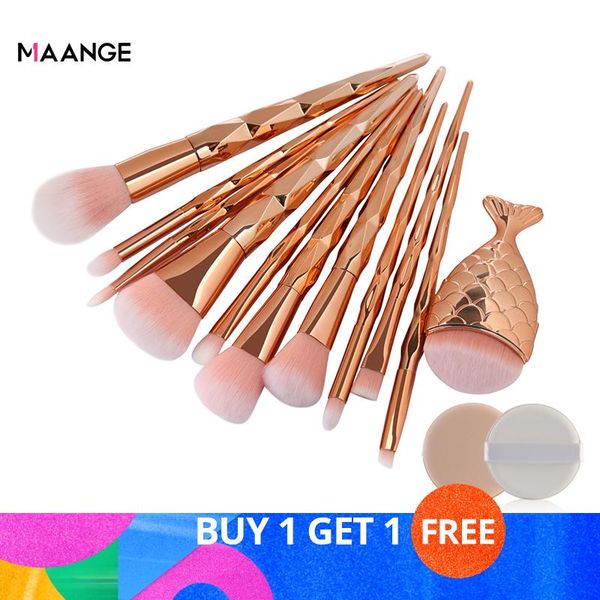 

maange pro 11pcs diamond rose gold makeup brushes foundation powder make up brushes eyeshadow eyebrow beauty cosmetic brush kits