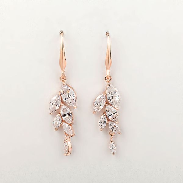 

slbridal fashion jewelry bijoux anti-allergic cubic zirconia hook earrings charm drop earrings women rose gold dangle earrings, Golden