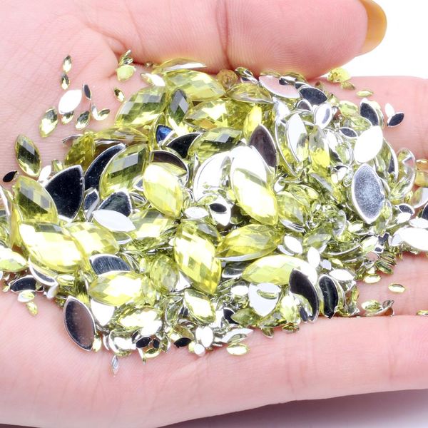 

6x12mm 500pcs many colors marquise earth facets acrylic flat back acrylic shape glue on beads decorate diy, Silver;gold