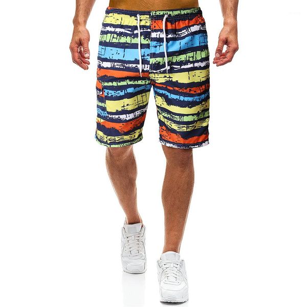 

lenth drawstring beach quck drying holiday casual swimwears mens rainbow striped breathable shorts summer designer knee, White;black