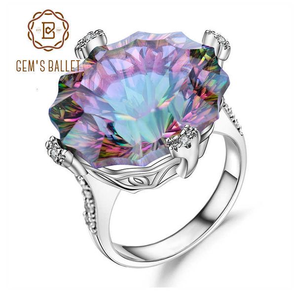 

балет gem's natura радуга мистик кварц коктейль кольцо стерлингового серебра 925 нерегулярное gemstone кольца изящных ювелирных изделий для, Slivery;golden