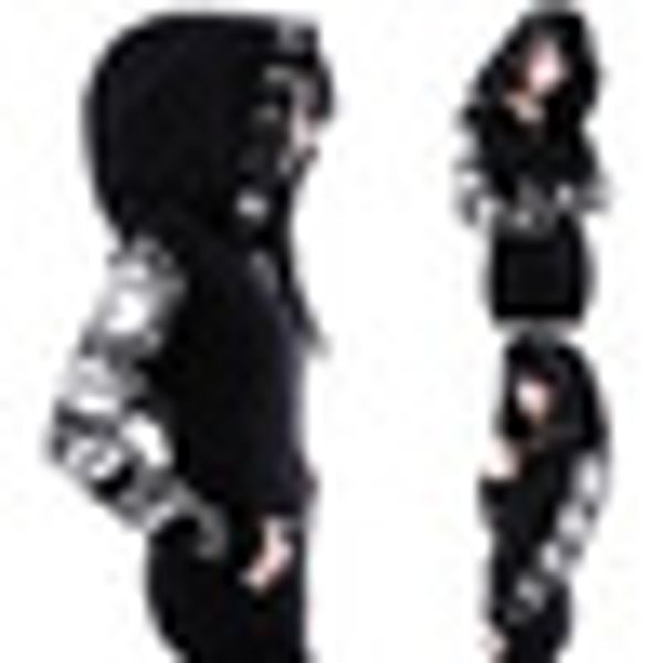 

women zip up jacket punk witch cosplay hooded hoodie zipper cape coat plus size, Black;brown