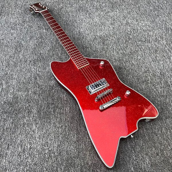 Gretch G6199 Billy Bo Jupiter Big Sparkle Gold Red Thunderbird Chitarra elettrica Tastiera rossa metallizzata, pickup TV Jone, jack di ingresso rotondi