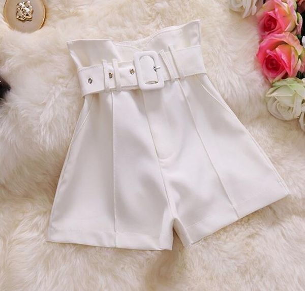 

2020 summer women high waist shorts elegant office lady shorts, White;black